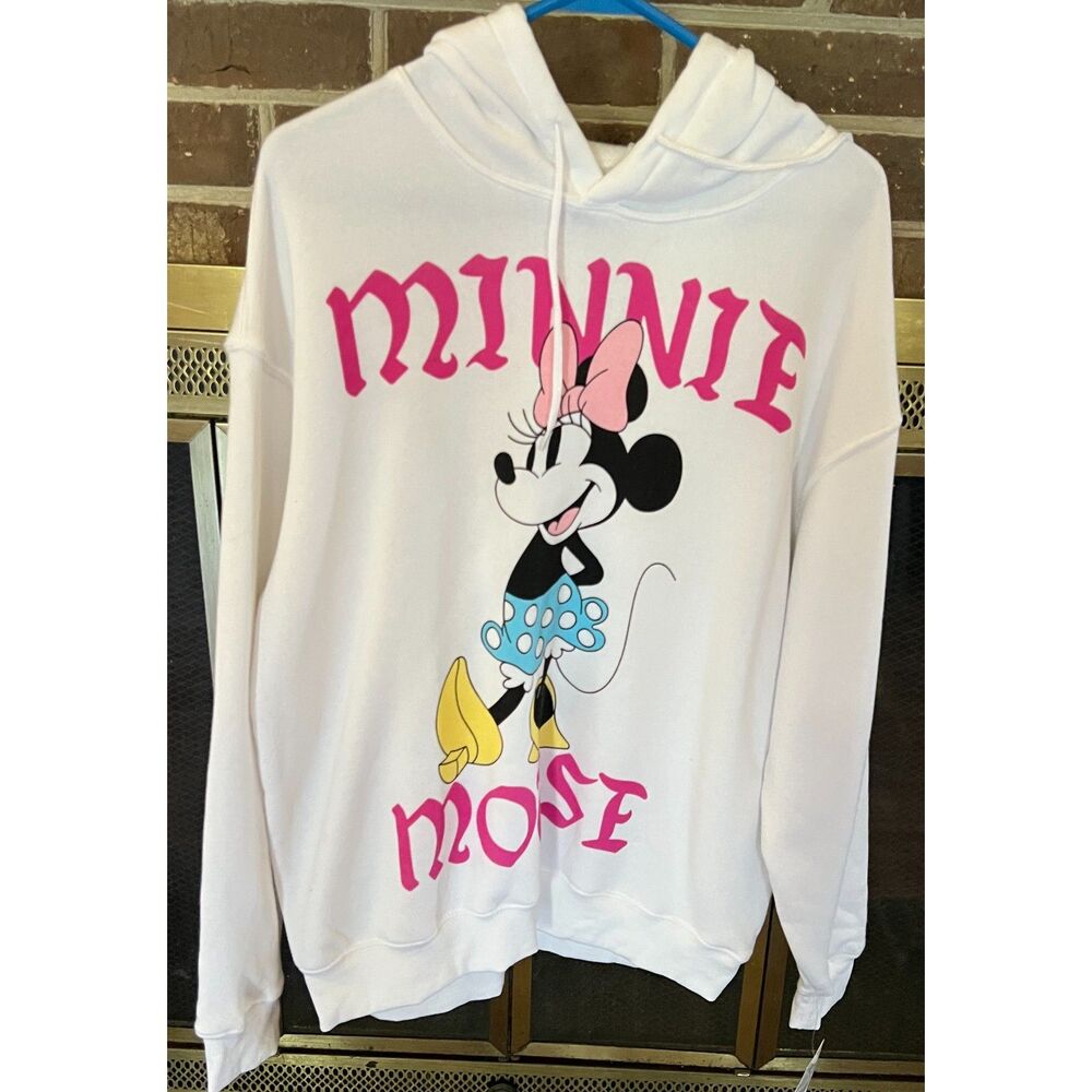 Disney-Hybrid Apparel Minnie Mouse Drawstring White Hoodie- NWT Size Medium
